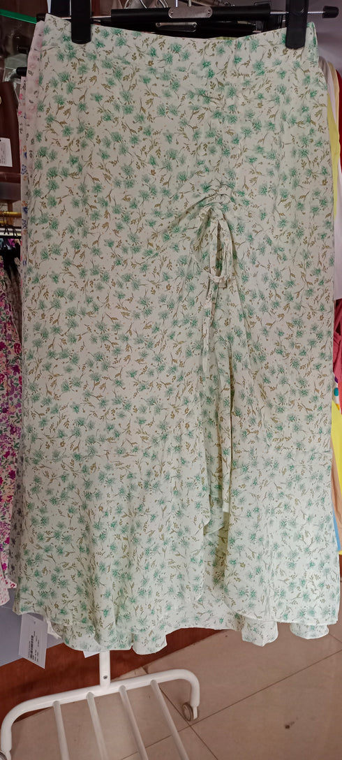 Floral Drawstring Irregular Ruffle Skirts